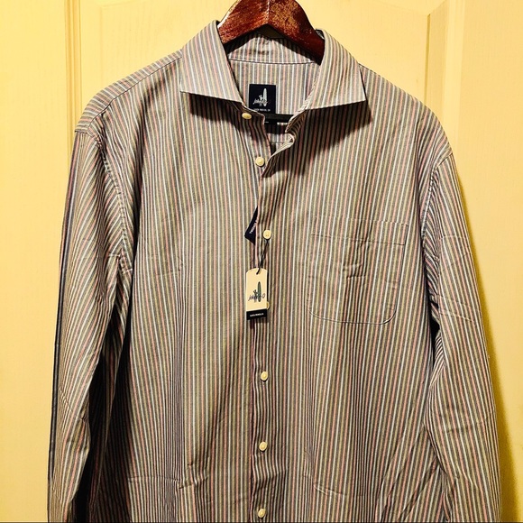 Johnnie O - Men’s Striped Button Up Dress Shirt - Picture 5 of 13
